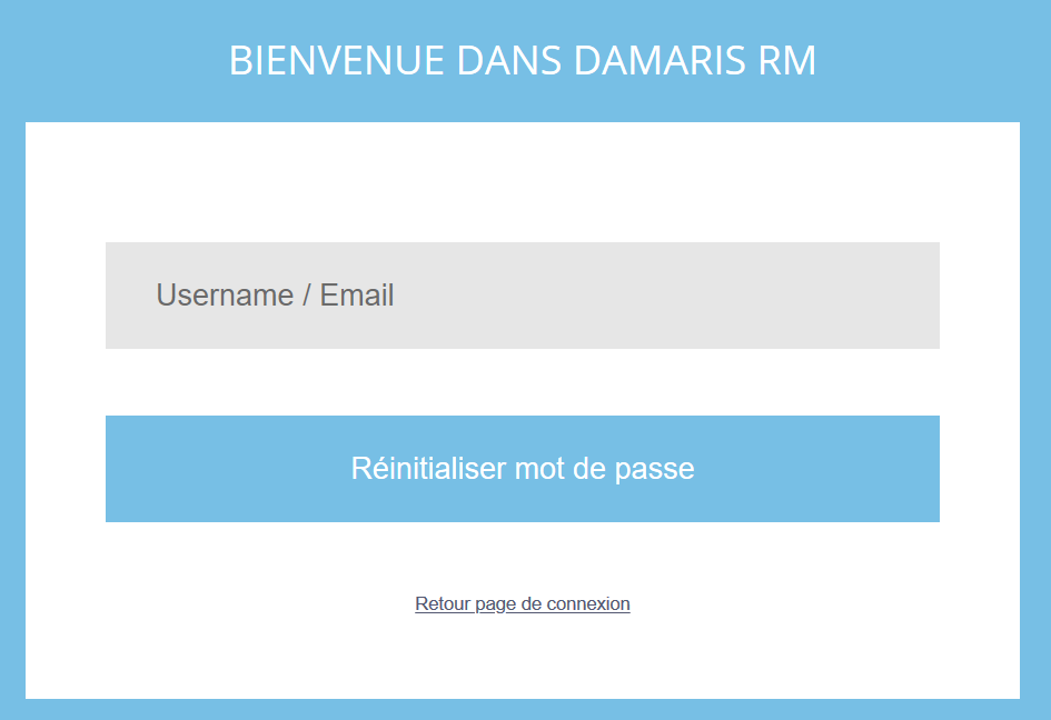 Mot de passe oublié Damaris RM