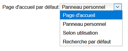 choix page accueil par défaut