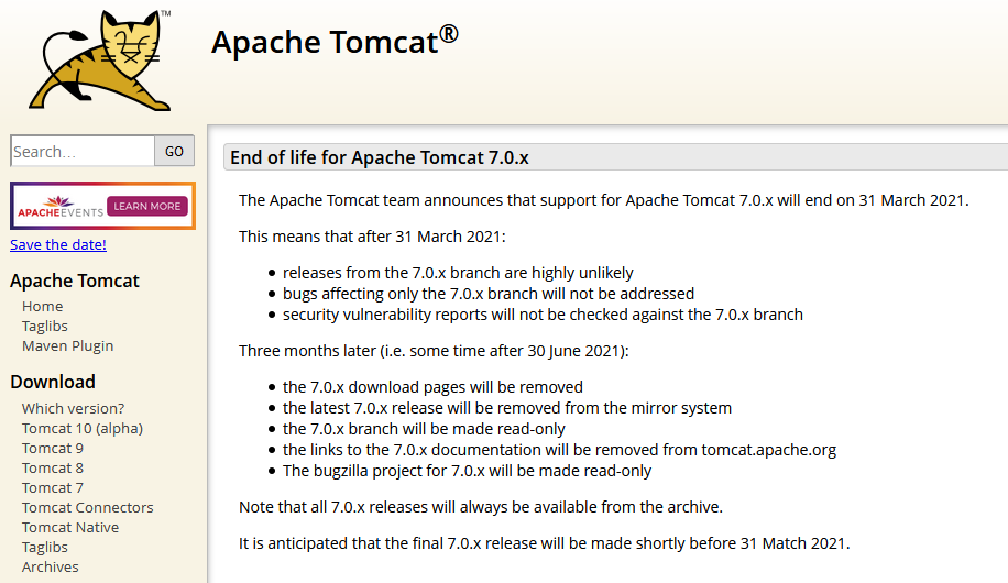 arrêt apache tomcat 7