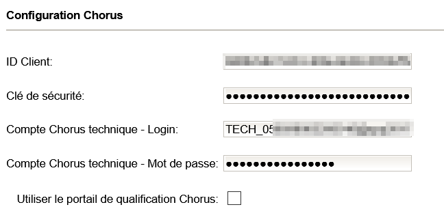 chorus config societe