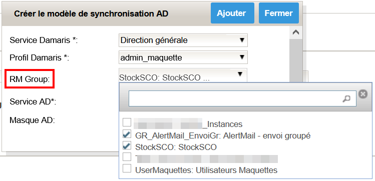 Active Directory synchro Groupe Damaris RM