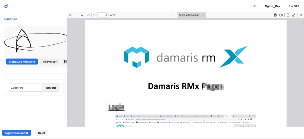 Signature électronique Damaris RM