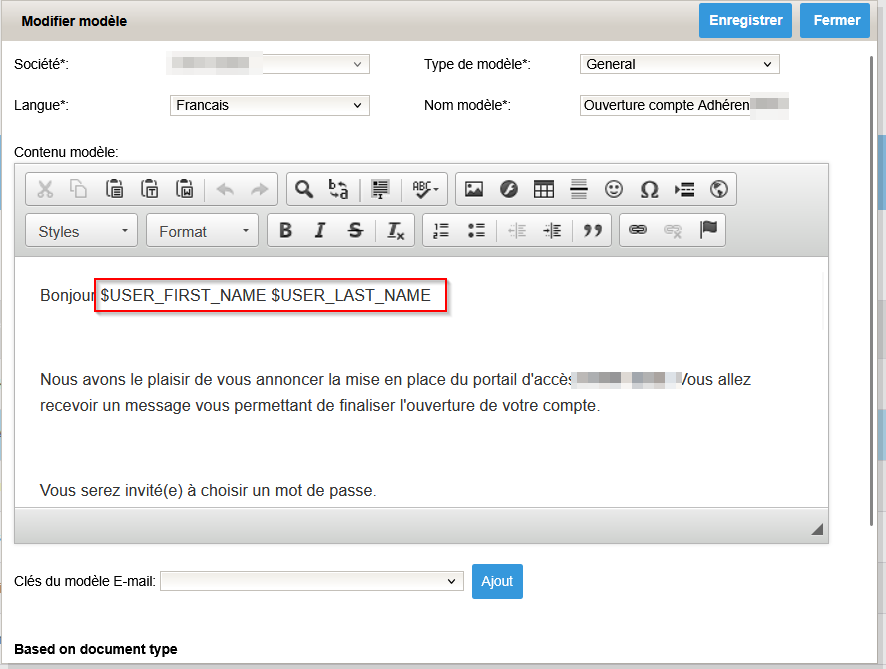 Damaris RM Modèle Email et SMS